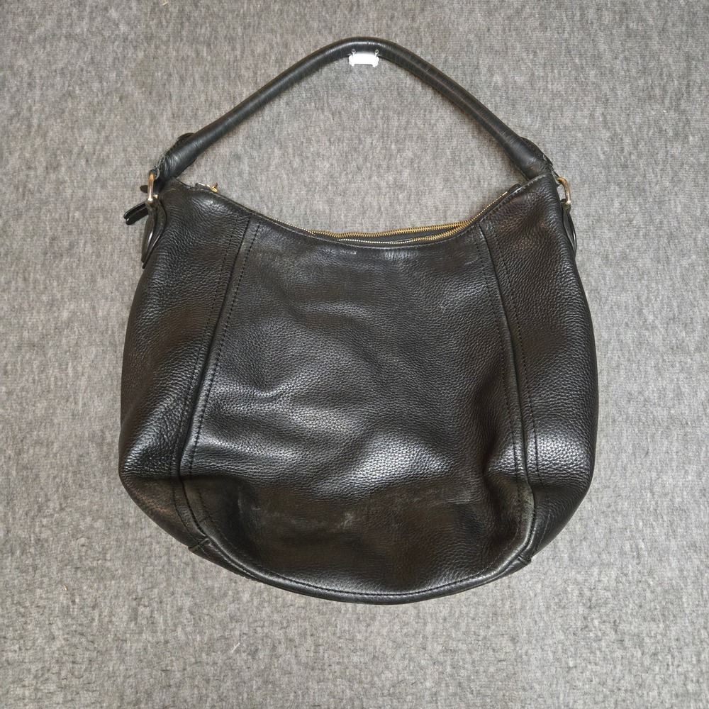 J.Crew Leather Peyton Hobo Bag Black Pebbled Zip Top Slouchy Shoulder Bag Boho